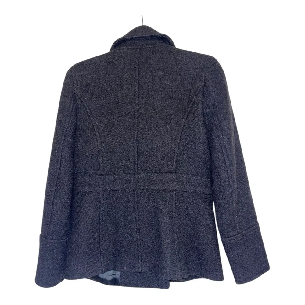 J. Crew Charcoal Dark Gray Stadium Cloth Nello Gore Wool Blend Pea Coat - Picture 7 of 11